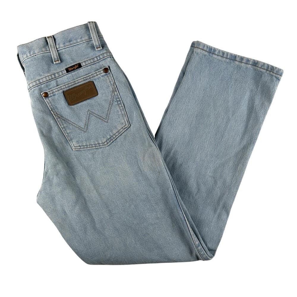 Wrangler Jeans Mens 31x30 Light Wash Blue Slim Straight Denim Zip Fly 936GBH